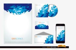 海报设计应用蓝色几何形企业vi高清图片