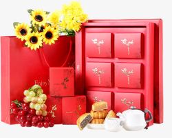 红色月饼合中秋月饼礼盒高清图片