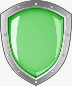 安全护盾手绘绿色玻璃光泽盾牌高清图片
