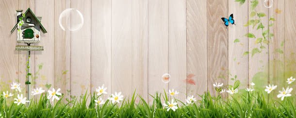 清新背景jpg设计背景_新图网 https://ixintu.com 春季服装海报 木板 草 蝴蝶