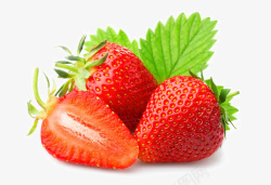 两个切开的草莓新鲜的草莓水果高清图片