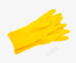 清洁手套黄色的橡胶洗碗手套高清图片
