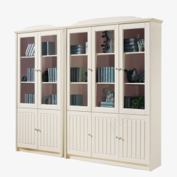 书房书橱烤漆白色玻璃门书房柜高清图片