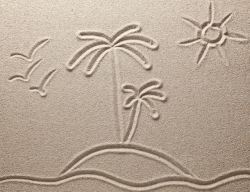 沙滩画椰子太阳大雁沙滩画高清图片