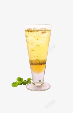桂花茶透明玻璃杯加冰桂花茶高清图片