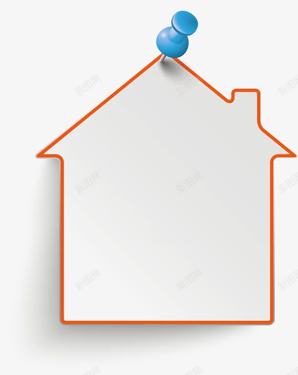 橙色房子图钉png免抠素材_新图网 https://ixintu.com 图钉 房子 橙色 清新 简约 线条 边框纹理