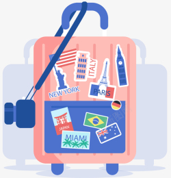 托行李买机票休闲度假旅游行李箱高清图片