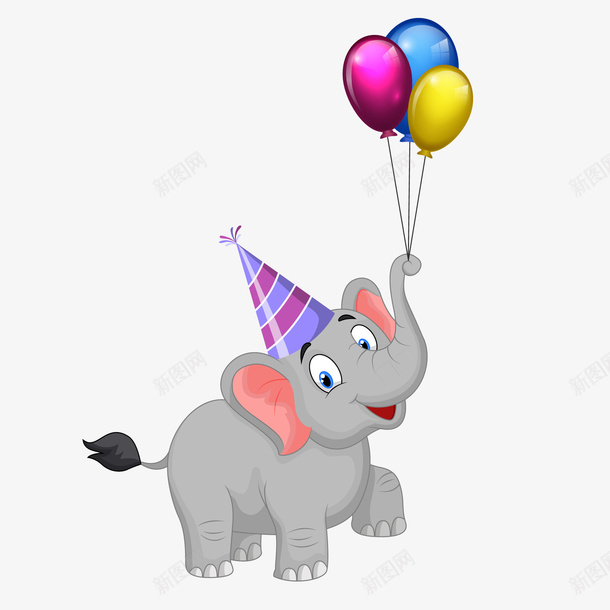 卡通抓着气球的大象矢量图ai免抠素材_新图网 https://ixintu.com Q版大象 动物设计 卡通 可爱 大自然 大象 森林 气球 矢量图