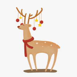 圣诞节松枝挂件圣诞节麋鹿驯鹿小鹿动物圣诞高清图片