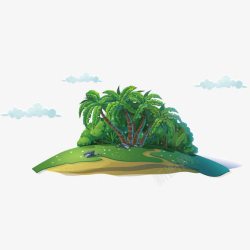 小岛椰子树矢量卡通绿色小岛高清图片
