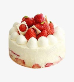 白色小蛋糕草莓白色奶油蛋糕水果蛋糕高清图片