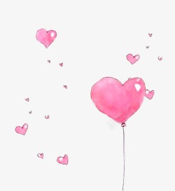 手绘爱心粉色气球装饰素材