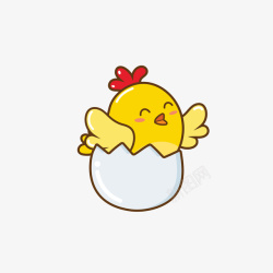 小鸡破壳卡通可爱快乐小雏鸡矢量图高清图片