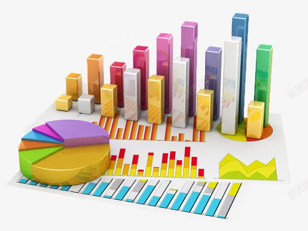 彩色图案png免抠素材_新图网 https://ixintu.com 图纸 圆饼图 彩色 彩色立体图表 数据 数据报表 条形图 立体 立体图案 饼状图