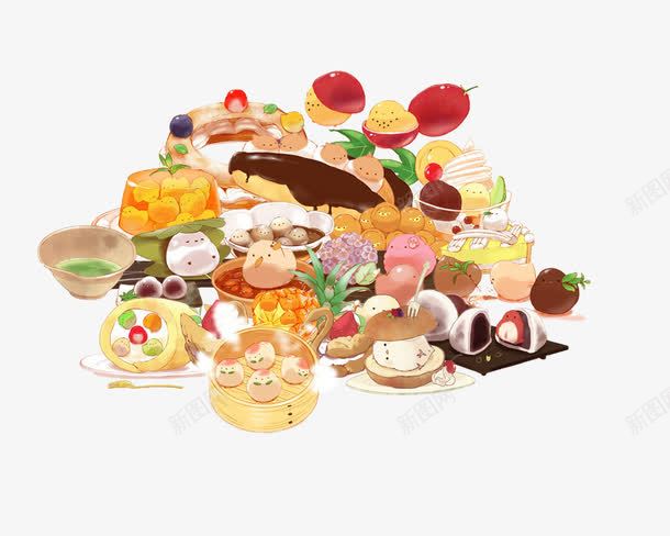 甜点蛋糕集合手绘png免抠素材_新图网 https://ixintu.com 奶油蛋糕 水彩手绘 水果蛋糕 美食集合
