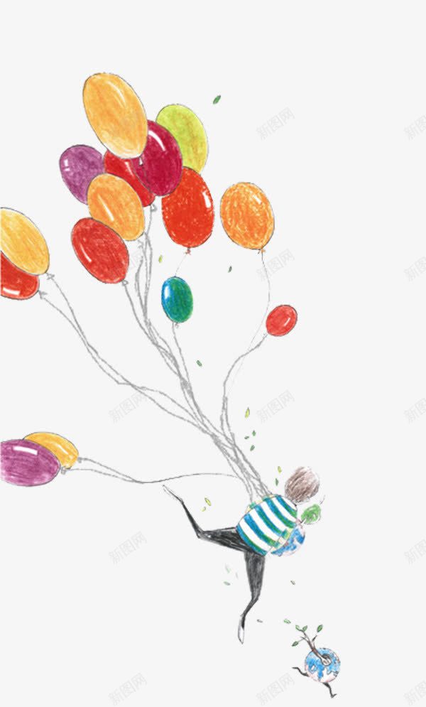 手绘拿着气球奔跑中的孩子png免抠素材_新图网 https://ixintu.com 儿童 卡通气球 孩子 小男孩 彩色气球 手绘拿着气球奔跑中的孩子 手绘气球 涂鸦 空中的气球