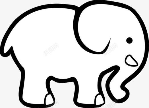 线条大象图标图标