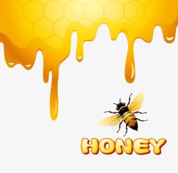 养生蜂蜜可爱卡通蜜蜂和浓稠甘甜蜂蜜高清图片