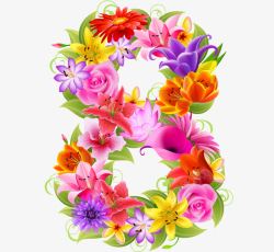 数字8鲜花艺术照时尚花纹花朵鲜花数字8矢量图高清图片