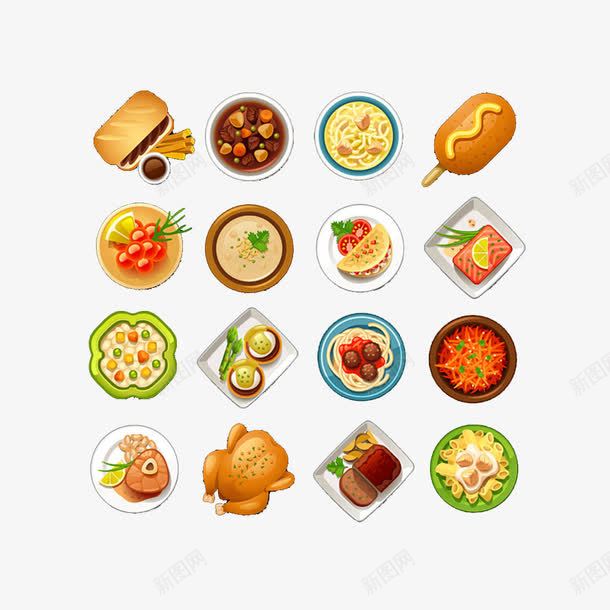 俯视的美食图标png_新图网 https://ixintu.com 图形 图标 标志图标 简约 设计 食物