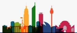 摩天大厦彩色澳大利亚城市剪影高清图片