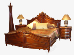 实木床头柜家具城实木床高清图片