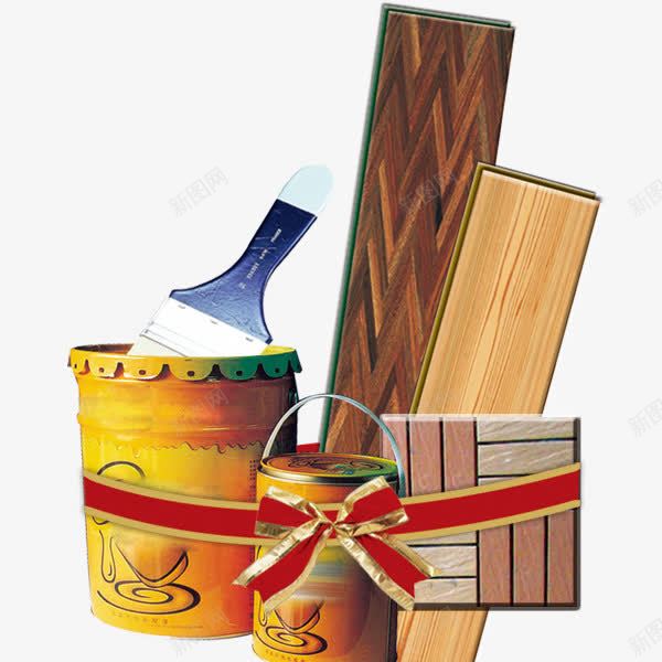 装修材料png免抠素材_新图网 https://ixintu.com 木地板 桶 油漆 瓷砖 装修材料