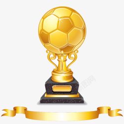 足球和丝带金色足球奖杯和丝带高清图片