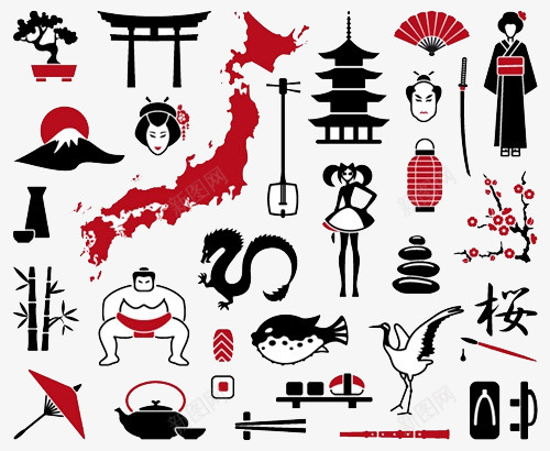 旅行海报图案元素png免抠素材_新图网 https://ixintu.com 小图标 平扁图案 日本文化