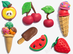 橡皮泥水果素材橡皮泥水果冰淇淋图案高清图片