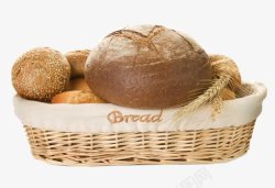 篮子里装着的各种面包素材