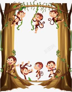 可爱猴子卡通与展板素材