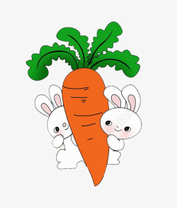 绿色胡萝卜卡通红心萝卜素菜高清图片
