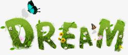 dream春天DREAM绿色艺术字装饰高清图片
