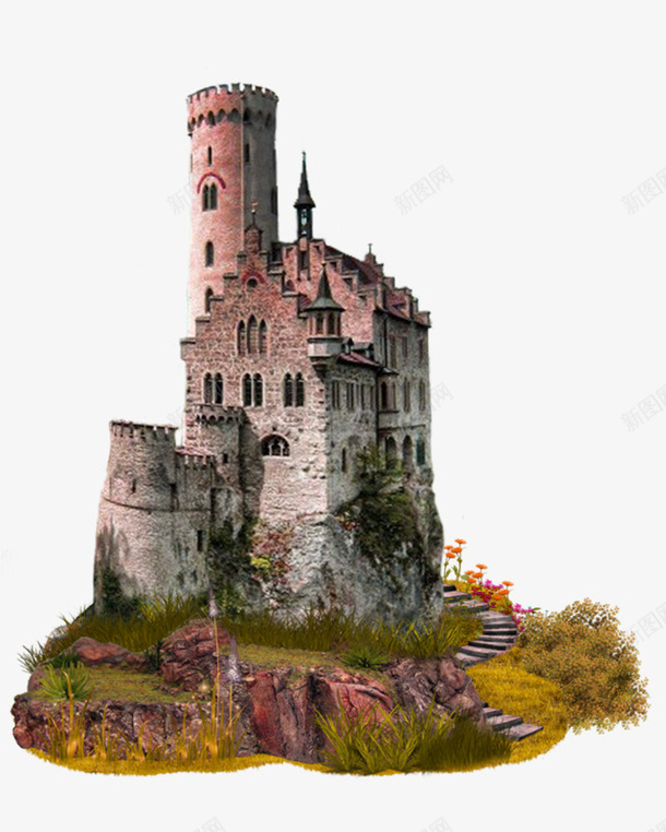 欧式城堡png免抠素材_新图网 https://ixintu.com 城堡 建筑 欧式 装饰图案