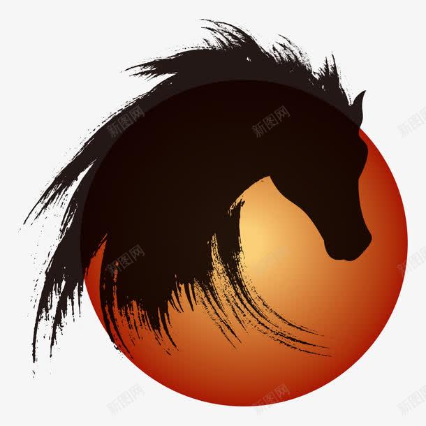 水墨画图标png_新图网 https://ixintu.com logo 中国风 动物 毛笔马 水墨 水墨画 水彩 马 马logo 马儿 马匹 马头