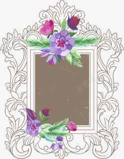 复古欧式花纹植物装饰边框矢量图素材