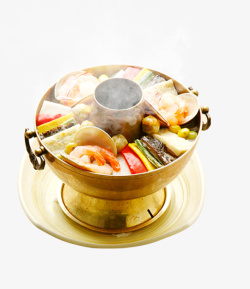 老式碳火锅火锅冒热气美食食物餐饮老式高清图片