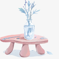 可爱小清新装饰海报装饰桌子和植素材