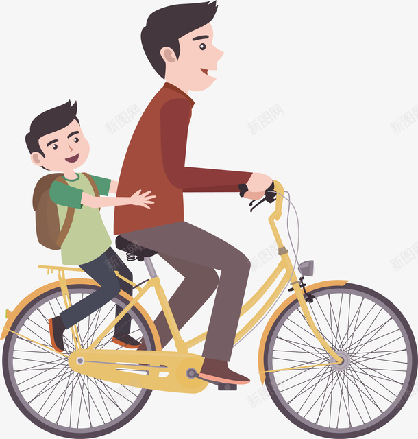 父亲儿子骑自行车矢量图ai免抠素材_新图网 https://ixintu.com 书包 亲情 人物 儿子 出行 可爱 家庭 快乐 父亲 父亲节 父子 矢量父亲 自行车 节日 设计 骑自行车 矢量图