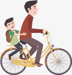 节日出行父亲儿子骑自行车矢量图高清图片