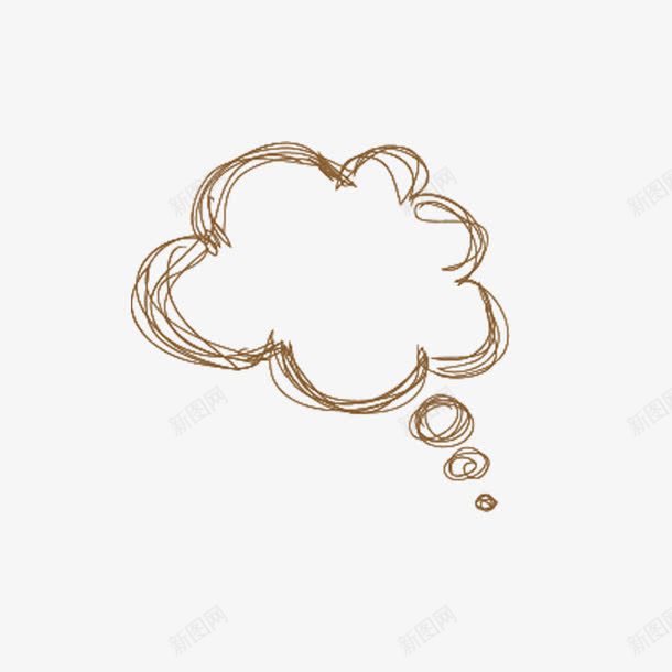 手绘对话框png免抠素材_新图网 https://ixintu.com 云朵形 棕色 涂鸦 涂鸦主题 线条
