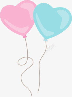 清新儿童节儿童节两个爱心气球高清图片