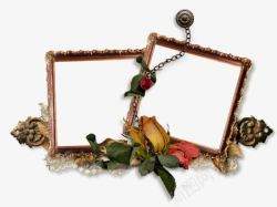 多相框婚纱素材玫瑰花金属边框相框高清图片