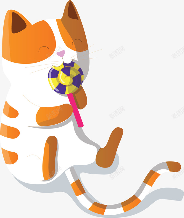 可爱吃糖果的猫咪png免抠素材_新图网 https://ixintu.com 可爱猫咪 吃糖果 吃糖果的猫 猫咪 矢量png 花纹猫咪