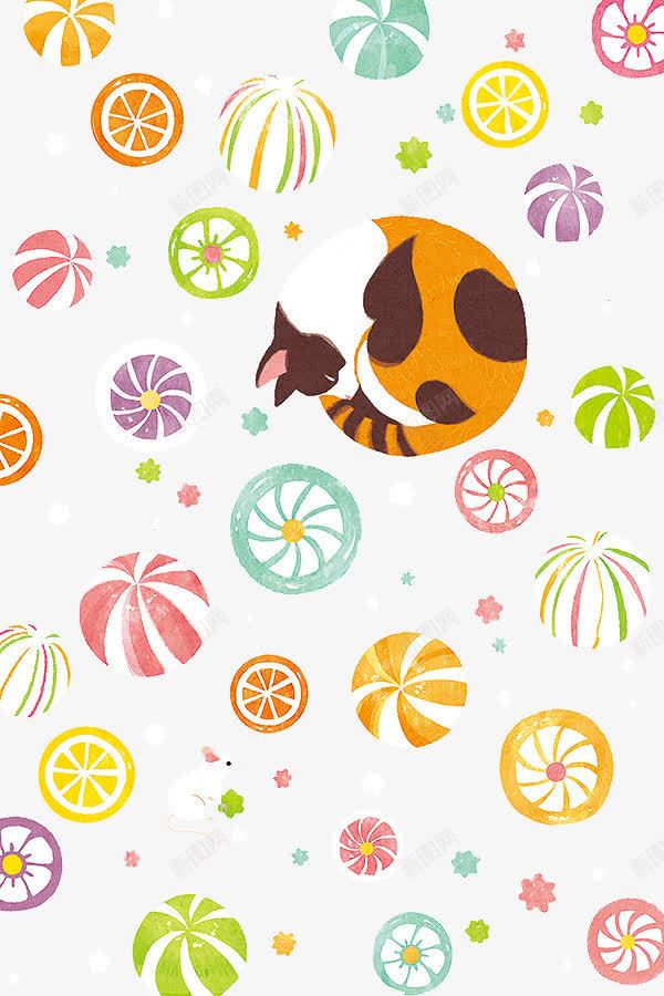猫咪png免抠素材_新图网 https://ixintu.com 圆形水果 彩色球 手绘 热气球