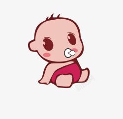 婴儿穿着婴儿穿着红色尿布含着奶嘴高清图片