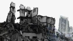 抗震海报地震后的废墟高清图片