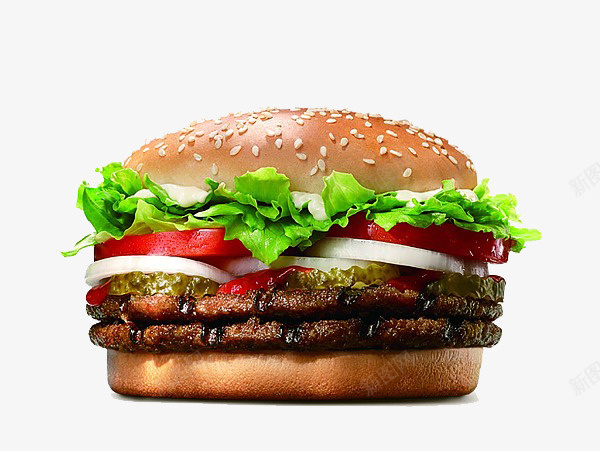 双层牛肉汉堡png免抠素材_新图网 https://ixintu.com 三层汉堡 产品实物 快餐 汉堡 牛肉 食物