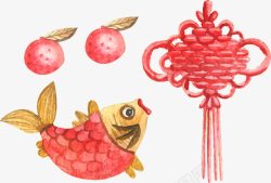 鱼中国结素材手绘中国元素图案高清图片